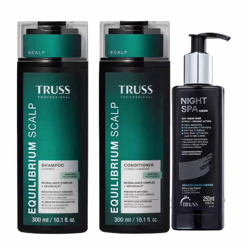 Kit Truss Equilibrium Scalp - Shampoo 300ml + Condicionador 300ml + Night SPA 250ml