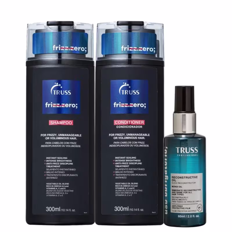 Kit Truss Frizz Zero - Shampoo 300ml + Condicionador 300ml + Uso Obrigatório Óleo 60ml