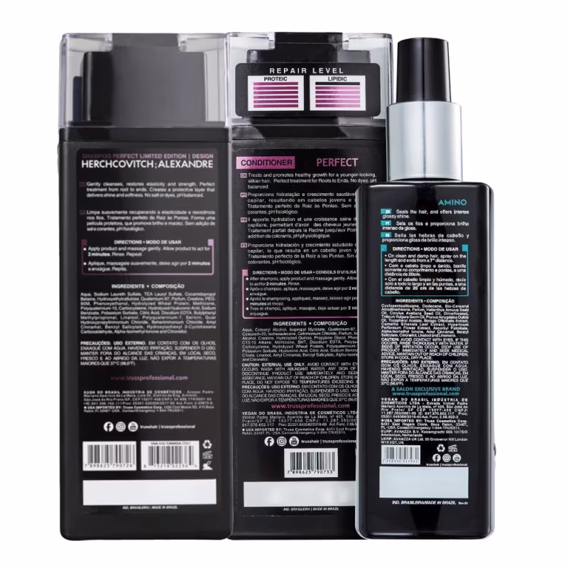 Kit TRUSS Perfect + Amino Trio Care, 3 produtos.