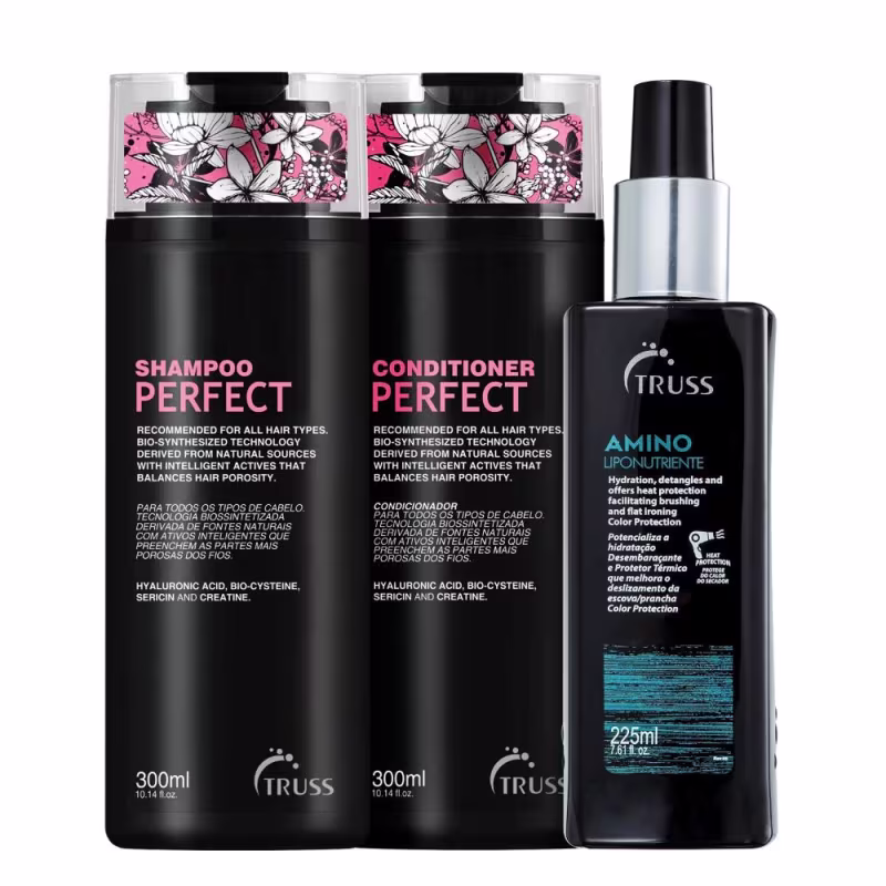 Kit TRUSS Perfect + Amino Trio Care, 3 produtos.