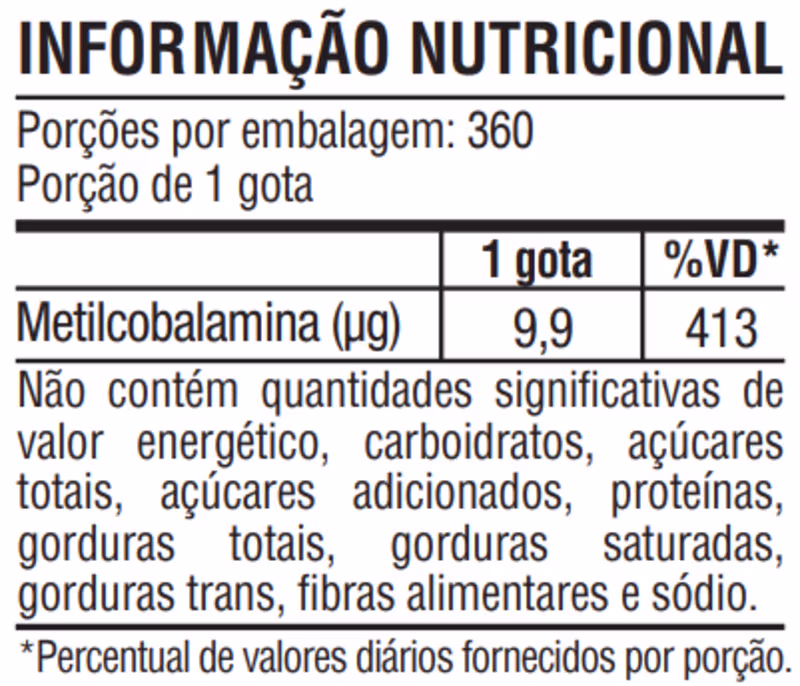 Vitamina B12 Metilcobalamina Líquida Gotas 413% VD Nutrione