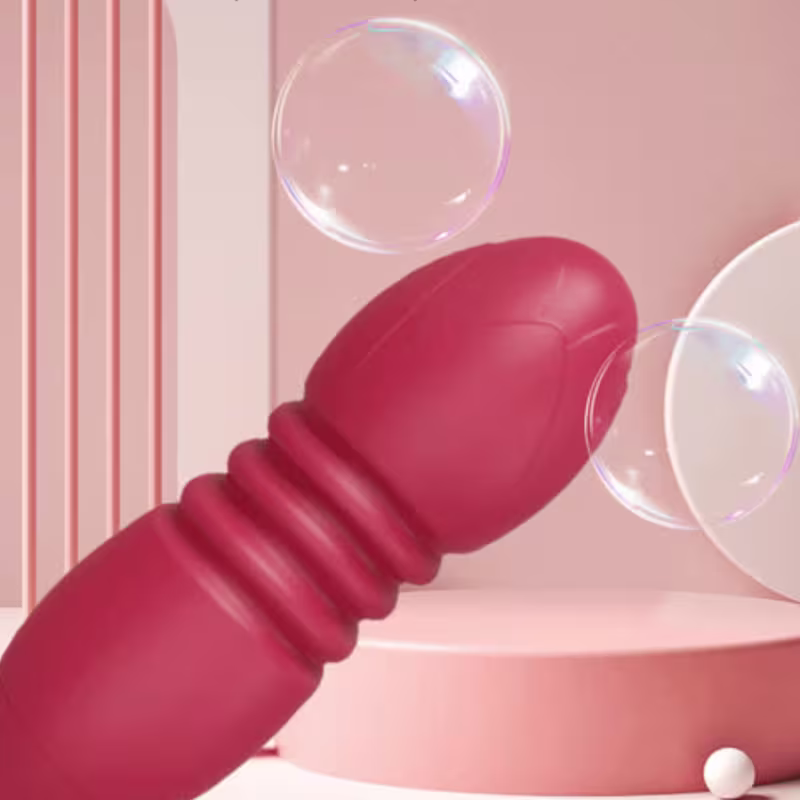 Rosa Sugador de Clitóris e Vibrador Vai e Vem 10 Modos de Vibração em Silicone Recarregável