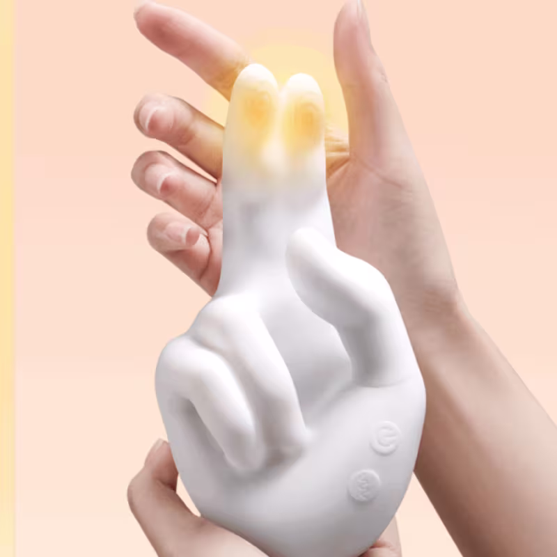 Vibrador 2 em 1 Golden Right Hand com Aquecimento e 10 Modos de Vibração Recarregável Silencioso Silicone