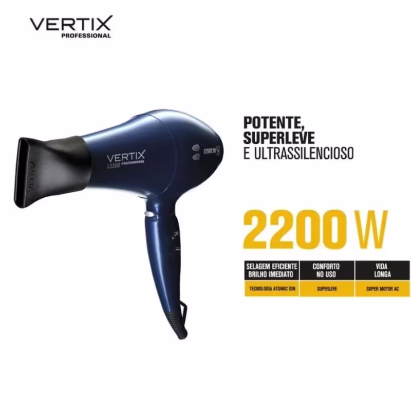 VERTIX SECADOR DE CABELO PROFISSIONAL L3300 ATOMIC ION 2200W 127V