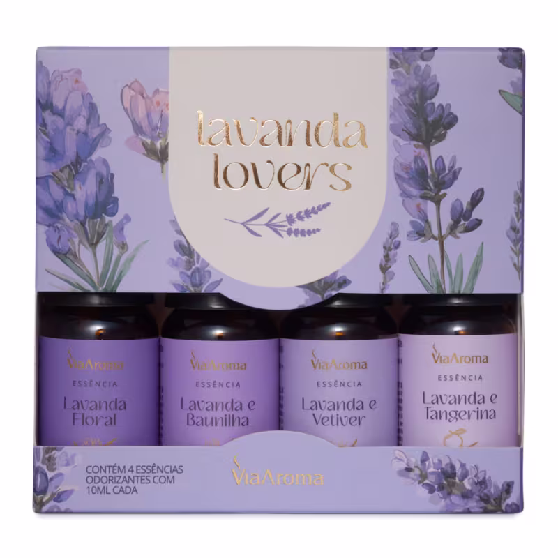 Kit 4 Essências Aromatizantes Lavanda Lovers Via Aroma 10ml