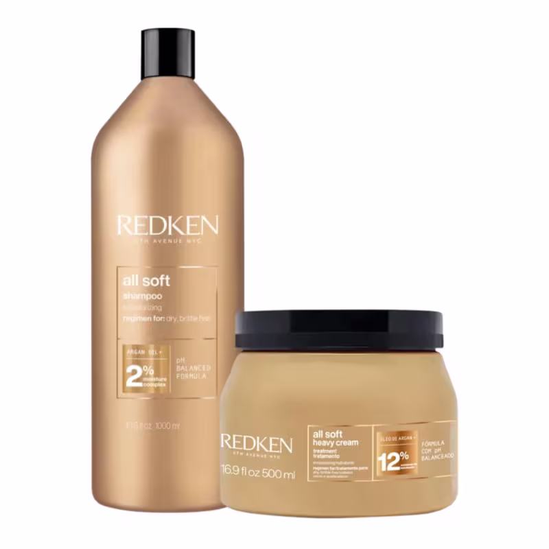 Kit Redken All Soft Argan Oil - Shampoo 1L + Máscara 500g (2 Produtos Tamanho Salão)
