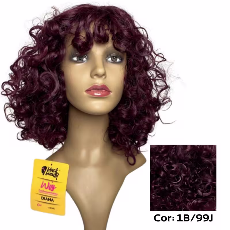 Peruca Wig de Fibra Sintetica Diana 25cm Black Beauty - 1B/99J