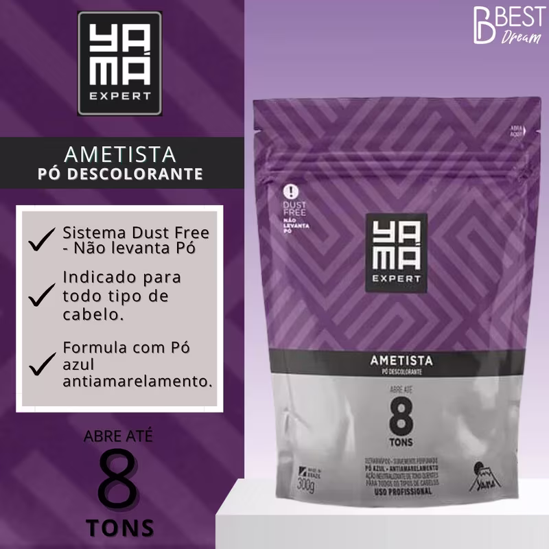 Kit 5 Pó Descolorante Ametista + Oxigenada 40 Volumes 900ml Grande Profissional 8 Tons Yama 300g