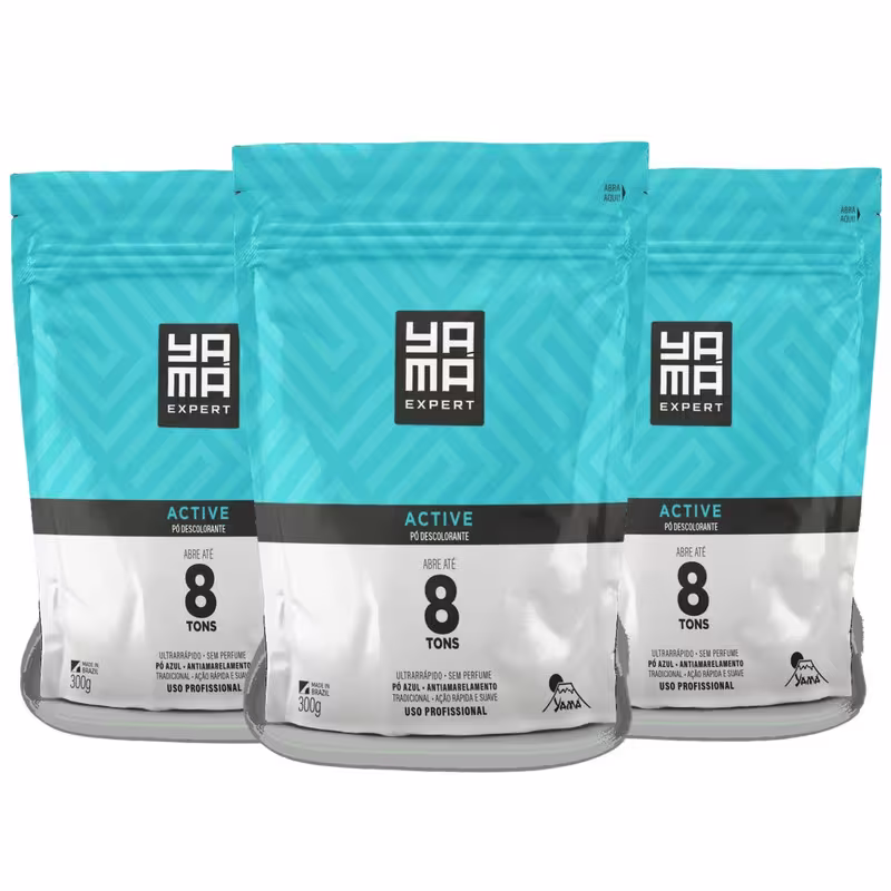 Kit 3 Pó Descolorante Tradicional Profissional 8 Tons Efeito Rápido Yama Refil 300