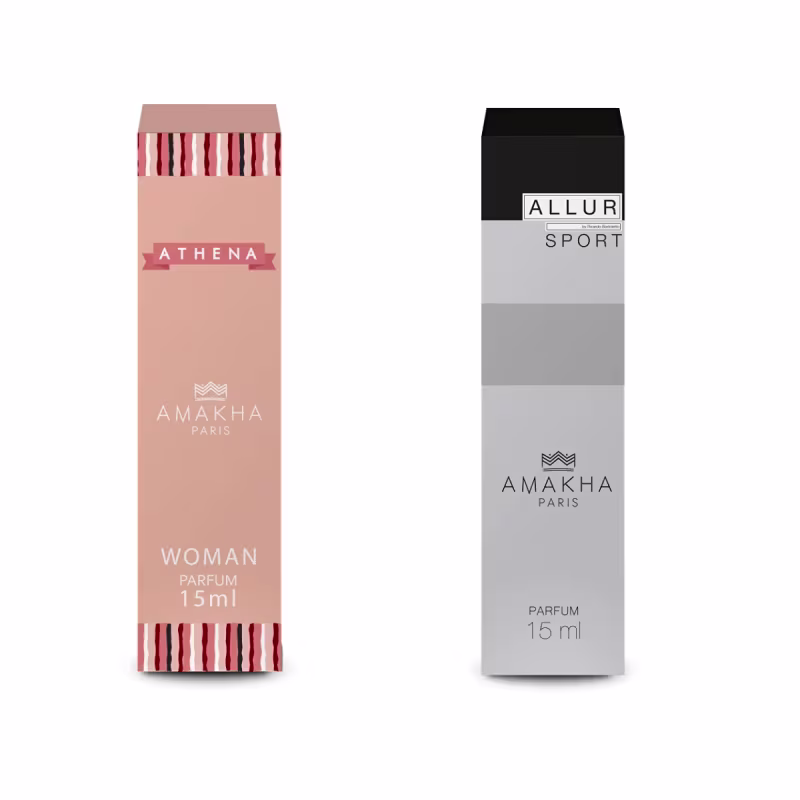 Perfume Athena 15ml Feminino e Allur Sport 15ml masculino - Amakha Paris