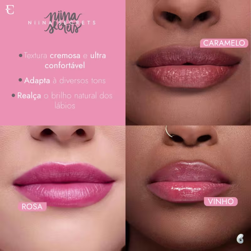 Bálsamo Labial Eudora Niina Secrets Hidra Balm Caramelo, 3,2g.