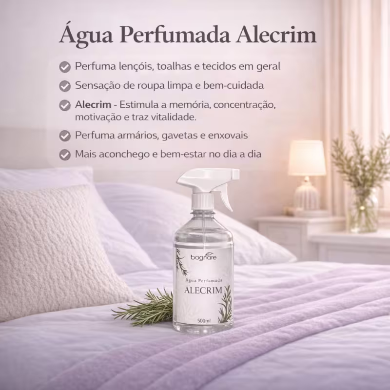 Água Perfumada Aromatizador de Lençóis Roupas de Cama e Tecidos Alecrim 500ml