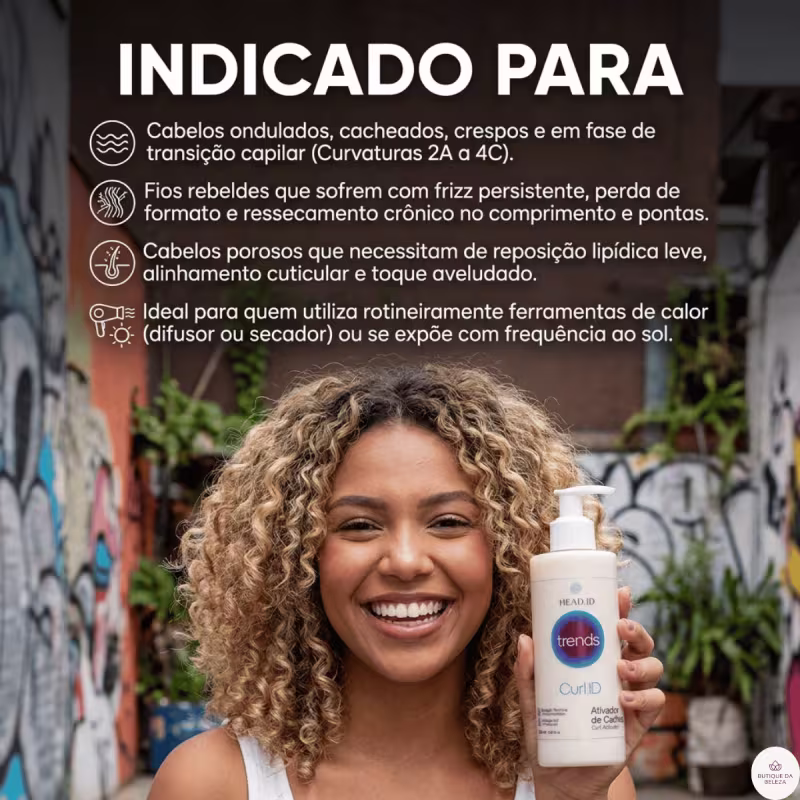 Ativador de Cachos Head.ID Trends Curl.ID 250ml - Cabelos Cacheados Ressecados e Com Frizz