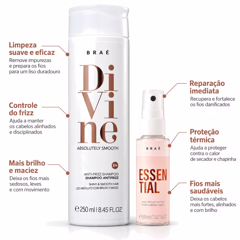 Kit Braé Divine - Shampoo 250ml + Fluído Reparador 60ml