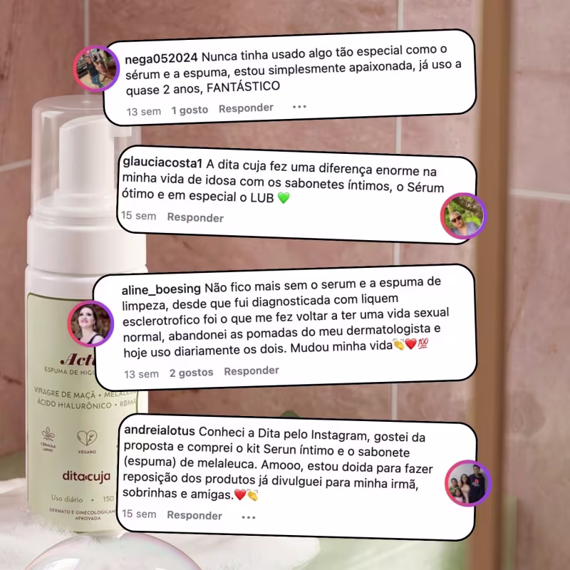 Kit Espuma Íntima Active 150mL e Refil 300mL Dita Cuja