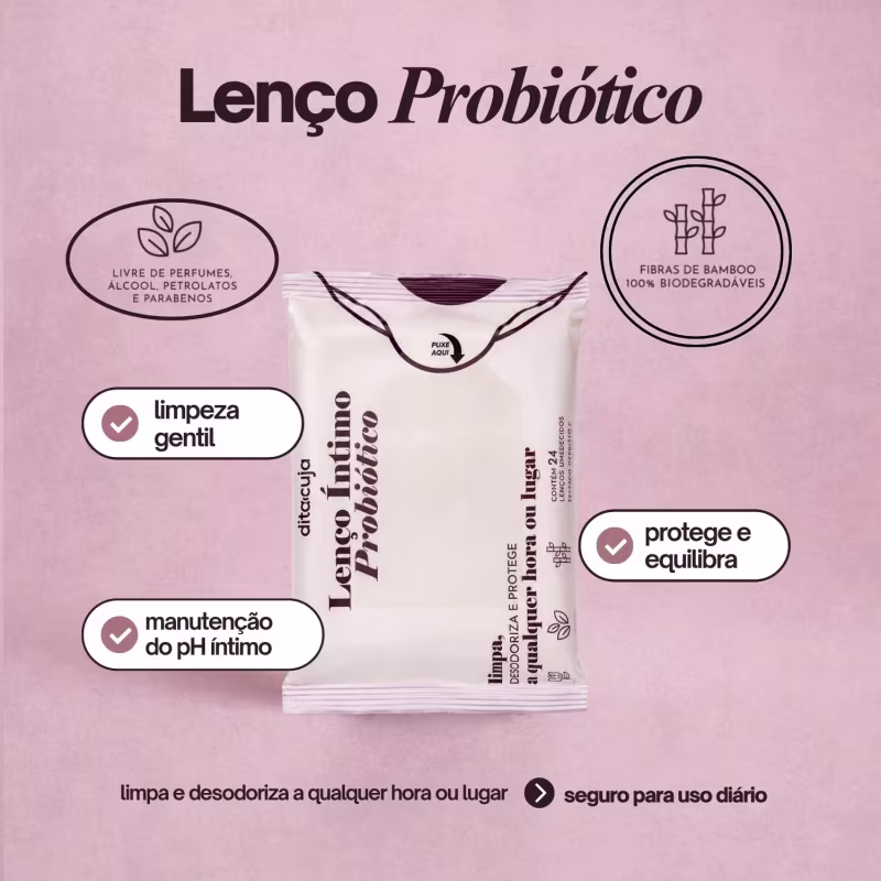 3x Lenço Íntimo Probiótico, pH Balanceado Dita Cuja