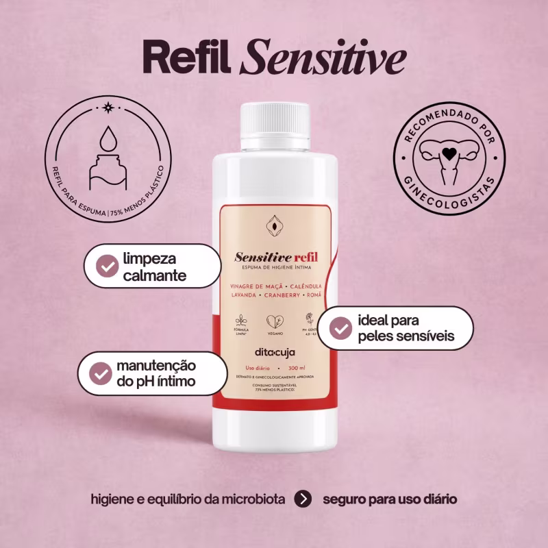 Kit Espuma Íntima Sensitive 150mL e Refil 300mL Dita Cuja