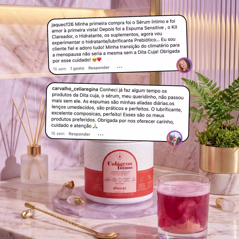 Kit Alivio Do Ressecamento Intimo Dita Cuja Espuma Sensitive, Sérum, Lub Hidratante e Colágeno Íntimo