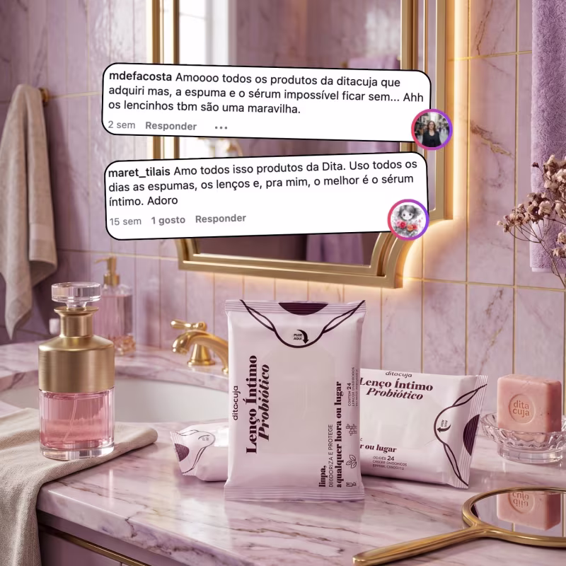 Kit Rotina Prebiótica Lubrificante, Lenço, Espuma e Refil Dita Cuja