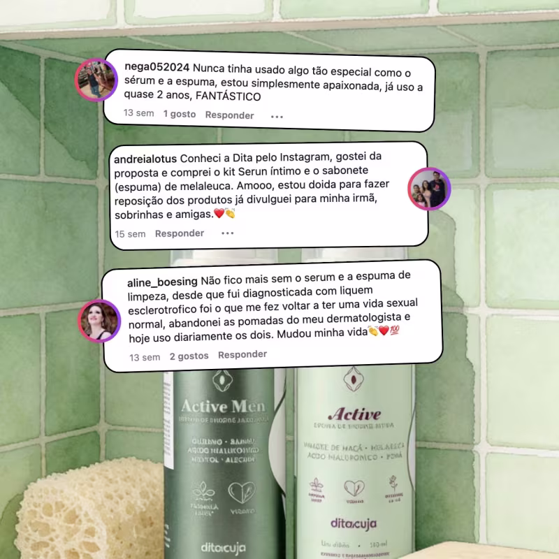 Kit Casal Dita Cuja Active Men + Espuma Active Feminina Higiene Íntima 2X150mL