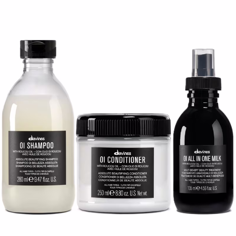 Kit Davines OI Shampoo 280ml + Condicionador 250ml + All In One Milk 135ml