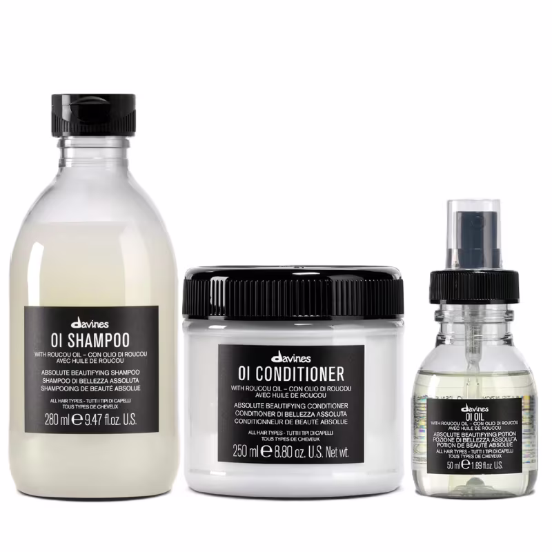 Kit Davines OI Shampoo 280ml + Condicionador 250ml + Óleo 50ml
