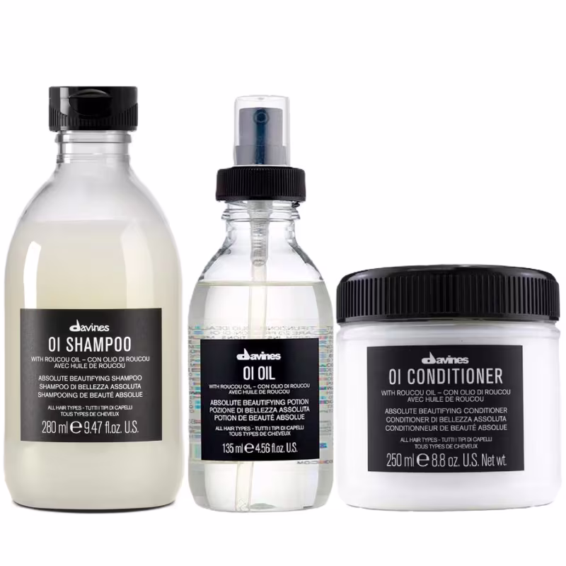 Kit Davines OI Shampoo 280ml + Condicionador 250ml + Óleo 135ml