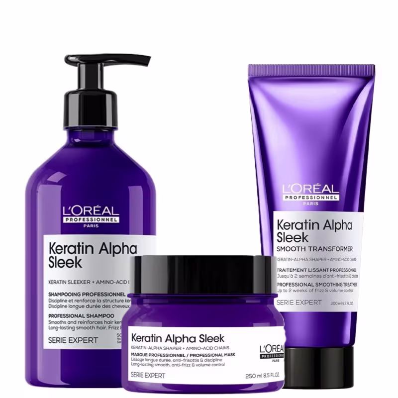 Trio L'Oréal Professionnel Keratin Alpha Sleek Intense Treatment Salon (3 Produtos)