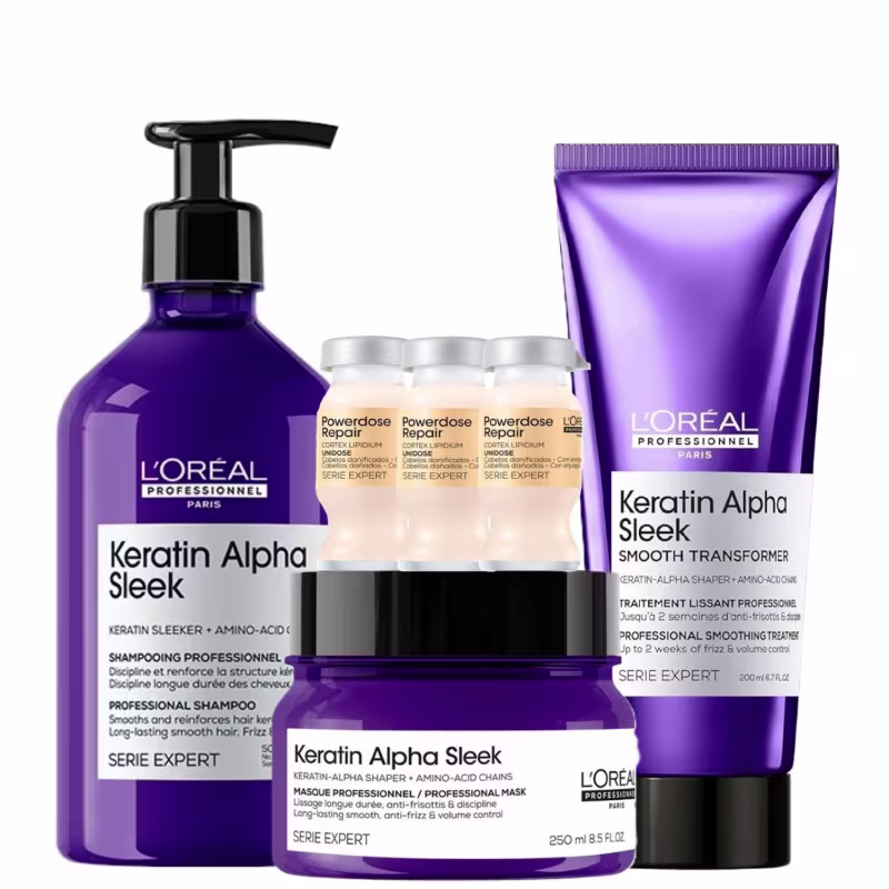 Kit L'Oréal Professionnel Keratin Alpha Sleek Intense Treatment Salon (6 Itens)