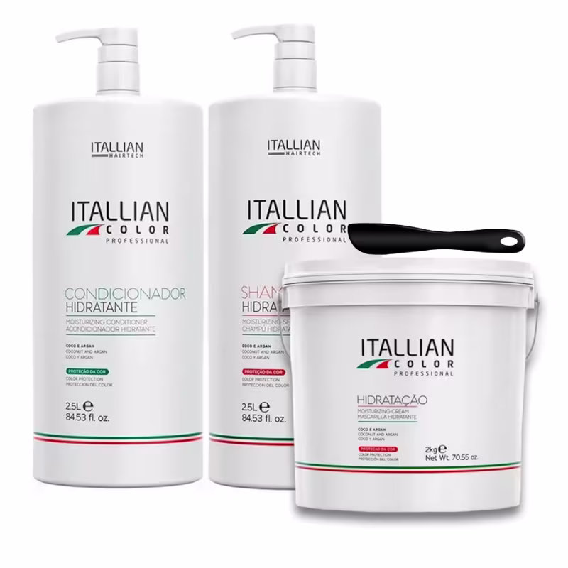 Tratamento Itallian Color Profissional Lavatório Sh 2,5L+ Cond 2.5L + Hidratação 2kg