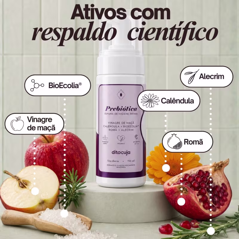 Refil Espuma Higiene Íntima Prebiótica Dita Cuja 300ml, Dita Cuja | pH e Flora Saudáveis