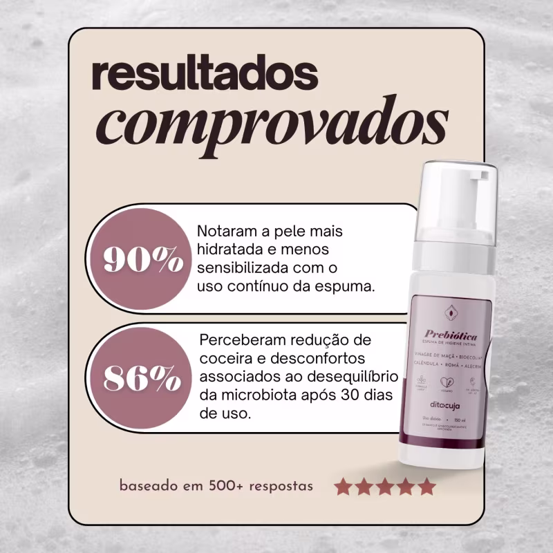 Refil Espuma Higiene Íntima Prebiótica Dita Cuja 300ml, Dita Cuja | pH e Flora Saudáveis