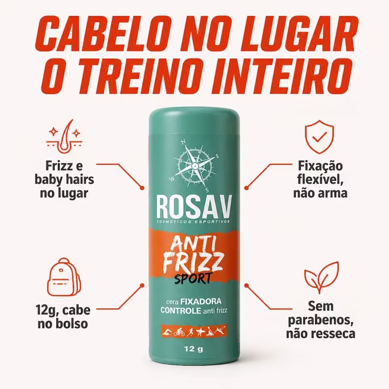 Cera Fixadora  Controle Anti Frizz Sport Rosa dos Ventos  12g  A Prova De Suor