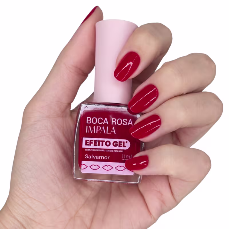 Impala Boca Rosa Esmalte Cremoso Efeito Gel Salvamor 11ml