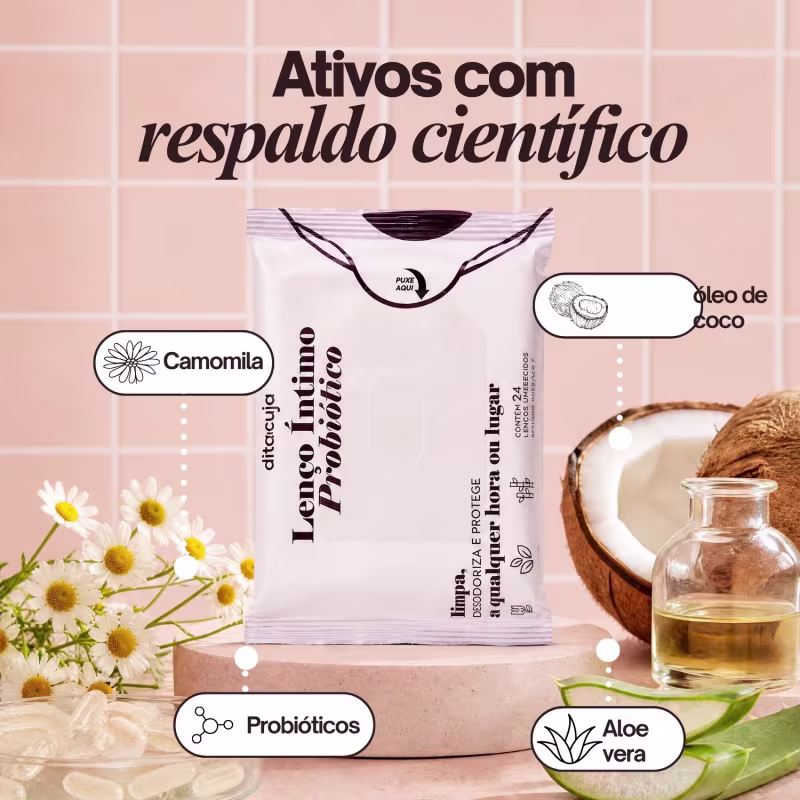 Lenço Íntimo Probiótico Dita Cuja, pH Balanceado