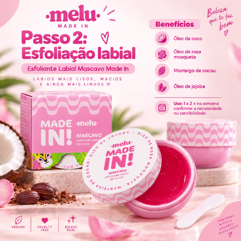 Kit Skincare Melu Ruby Rose com Sabonete Facial Sérum Água Micelar Tônico Esfoliante e Faixa de cabelo