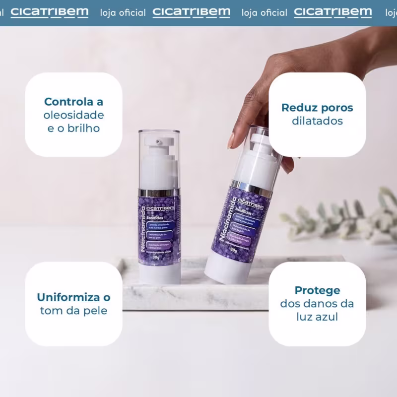 Pérolas de Niacinamida Cicatribem - Sérum Facial Nanoencapsulado Uniformizador, Antioleosidade, Renovador e Fortalecedor