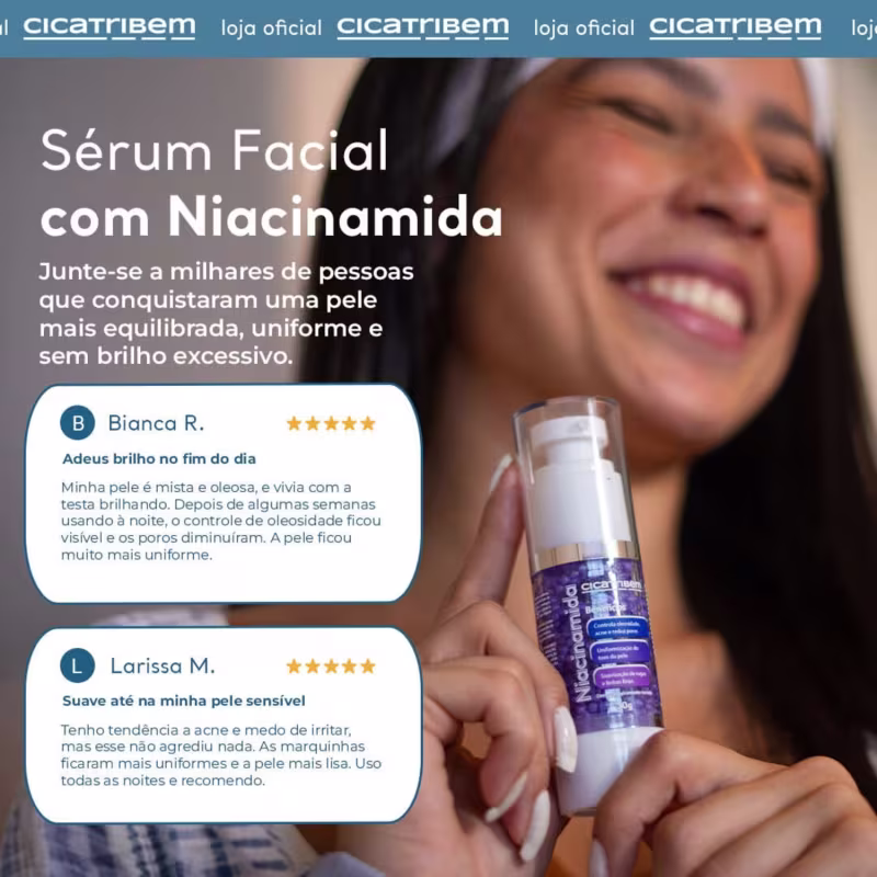 Pérolas de Niacinamida Cicatribem - Sérum Facial Nanoencapsulado Uniformizador, Antioleosidade, Renovador e Fortalecedor