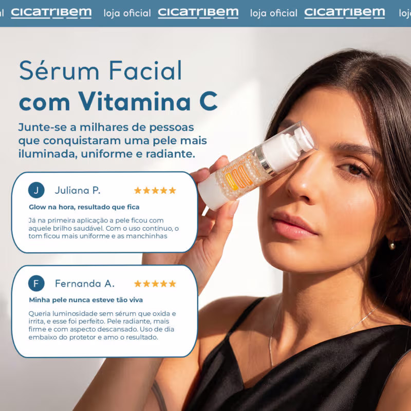 Pérolas de Vitamina C Cicatribem - Sérum Facial Nanoencapsulado Iluminador, Antioxidante, Uniformizador e Revitalizante
