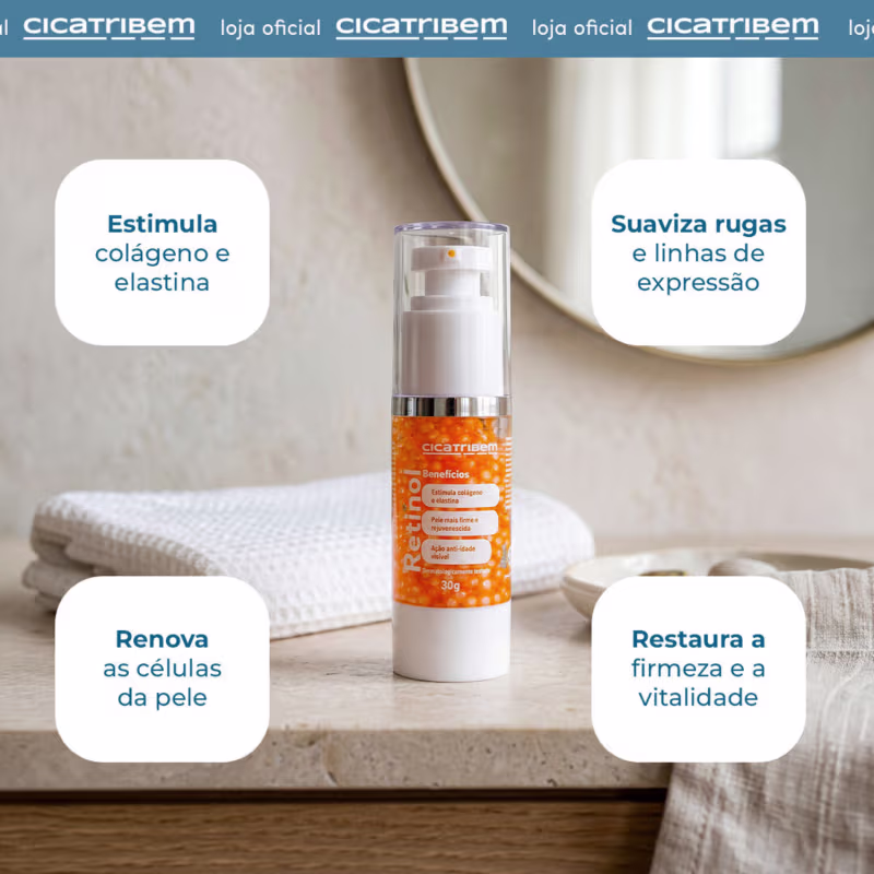 Pérolas de Retinol Cicatribem - Sérum Facial Nanoencapsulado Anti-idade, Renovador, Firmador e Suavizador de Linhas