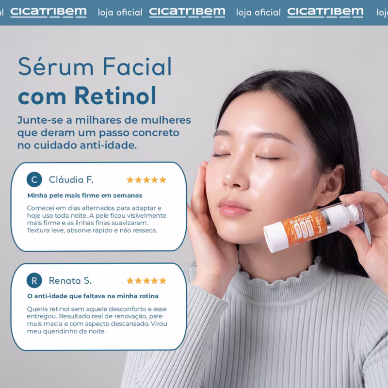 Pérolas de Retinol Cicatribem - Sérum Facial Nanoencapsulado Anti-idade, Renovador, Firmador e Suavizador de Linhas