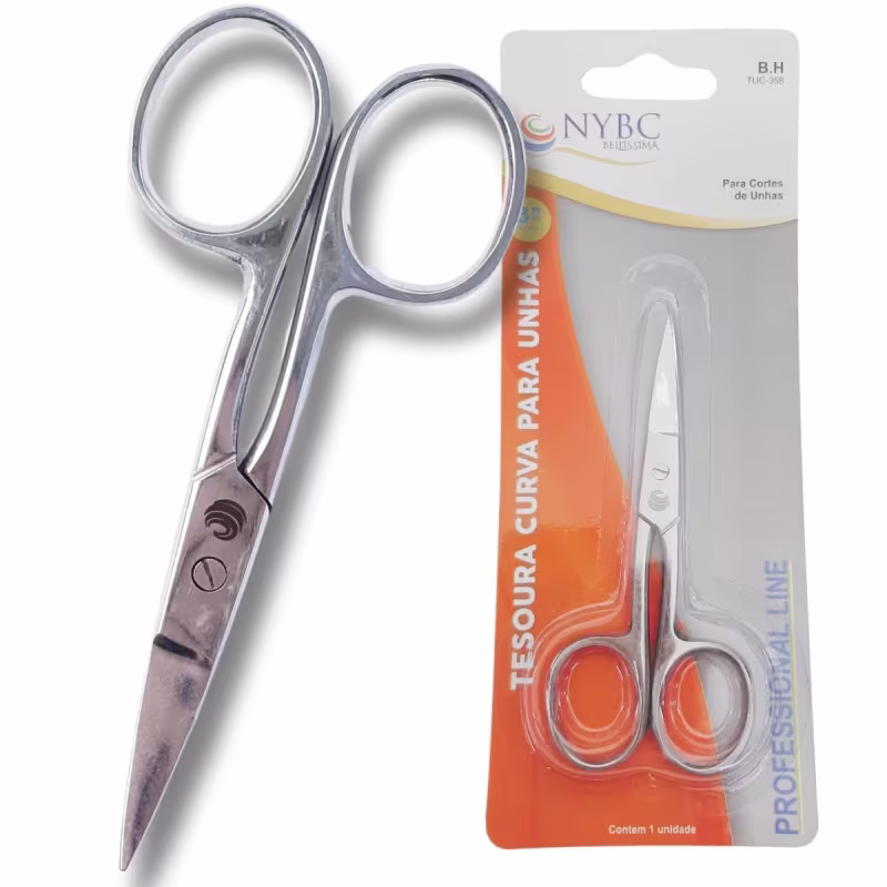 Kit NYBC Beauty Alicate para Cutículas Rosa + Cortador de Unha + Tesoura Ponta Larga, 3 produtos.