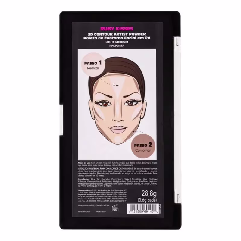 Paleta de Contorno em Pó - Ruby Kisses - Powder 2 - Medium Dark