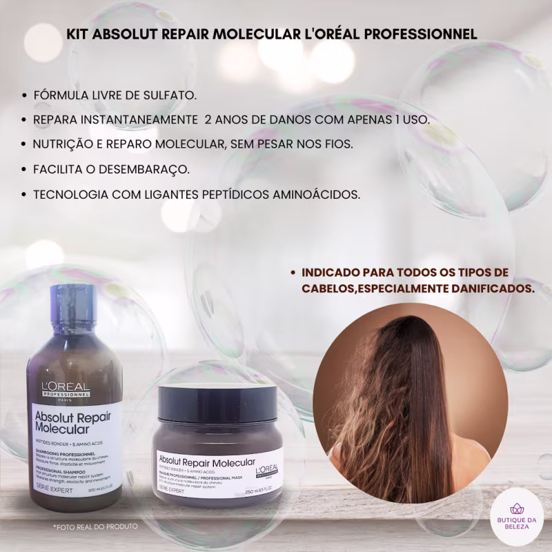 Kit L'Oréal Professionnel Absolut Repair Molecular Duo Care, 2 produtos.