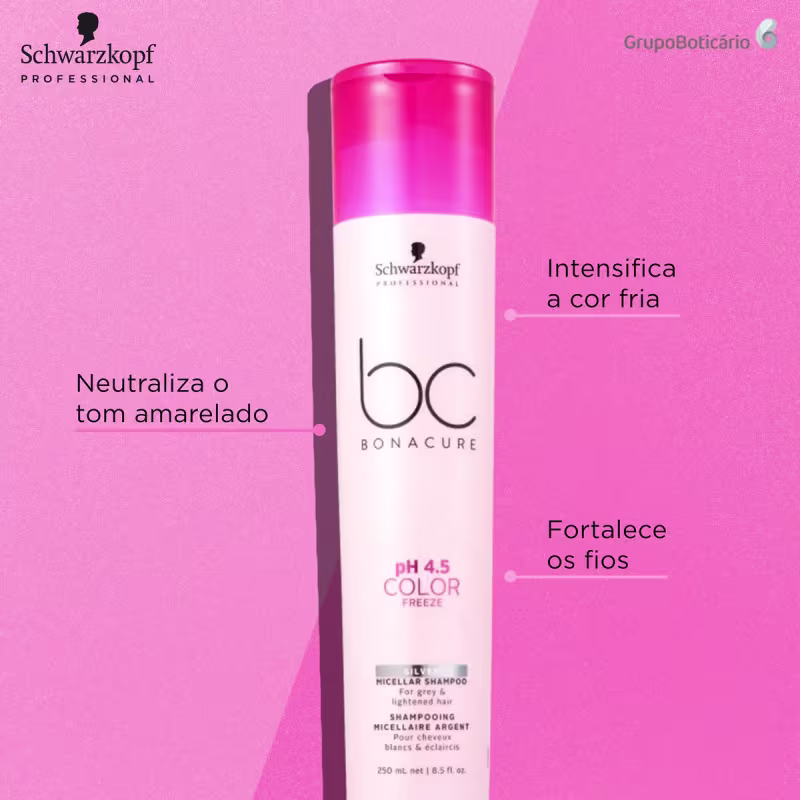 Schwarzkopf Professional BC Bonacure pH 4.5 Color Freeze Micellar Silver - Shampoo Desamarelador 250ml