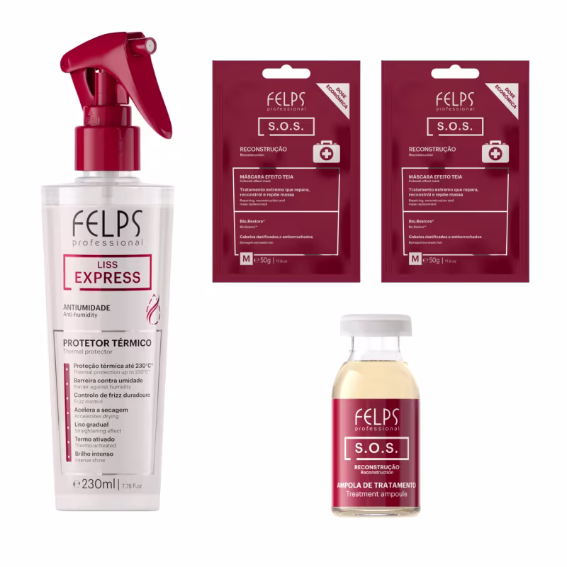 Kit Felps Liss Express Reconstrução Intensa para fios Danificados  (6 Produtos)