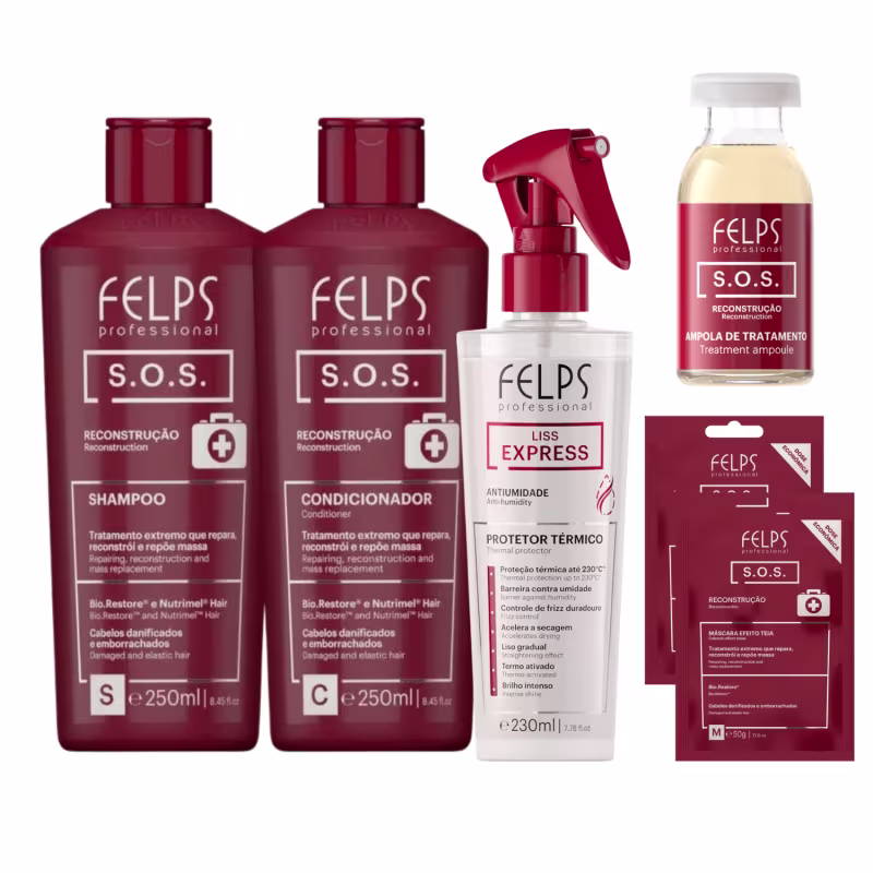 Kit Felps Liss Express Reconstrução Intensa para fios Danificados - (6 Produtos)