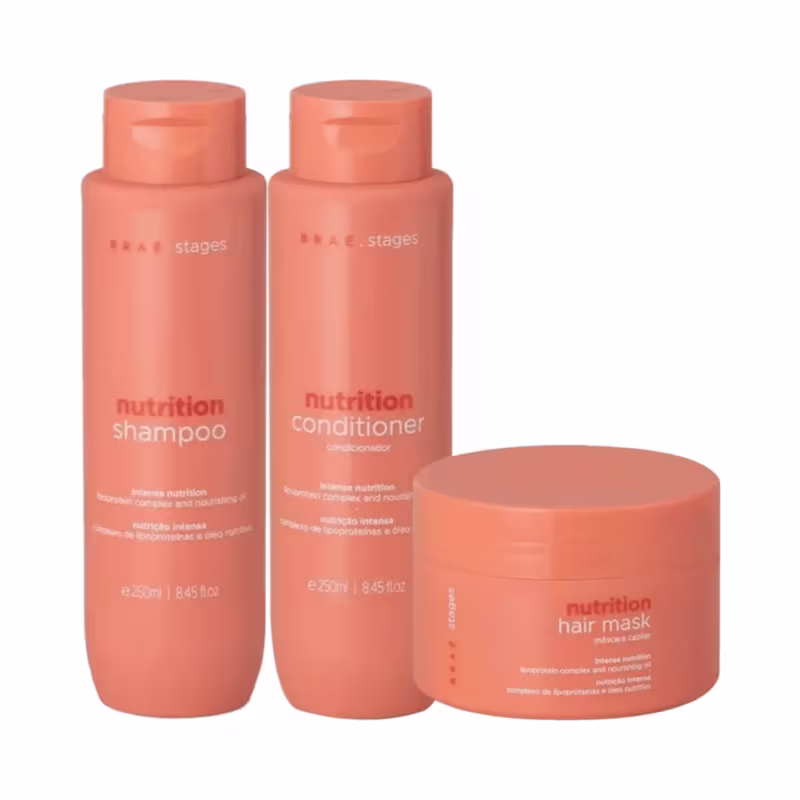 Kit Braé Stages Nutrition - Shampoo 250ml + Condicionador 250ml + Máscara 200g