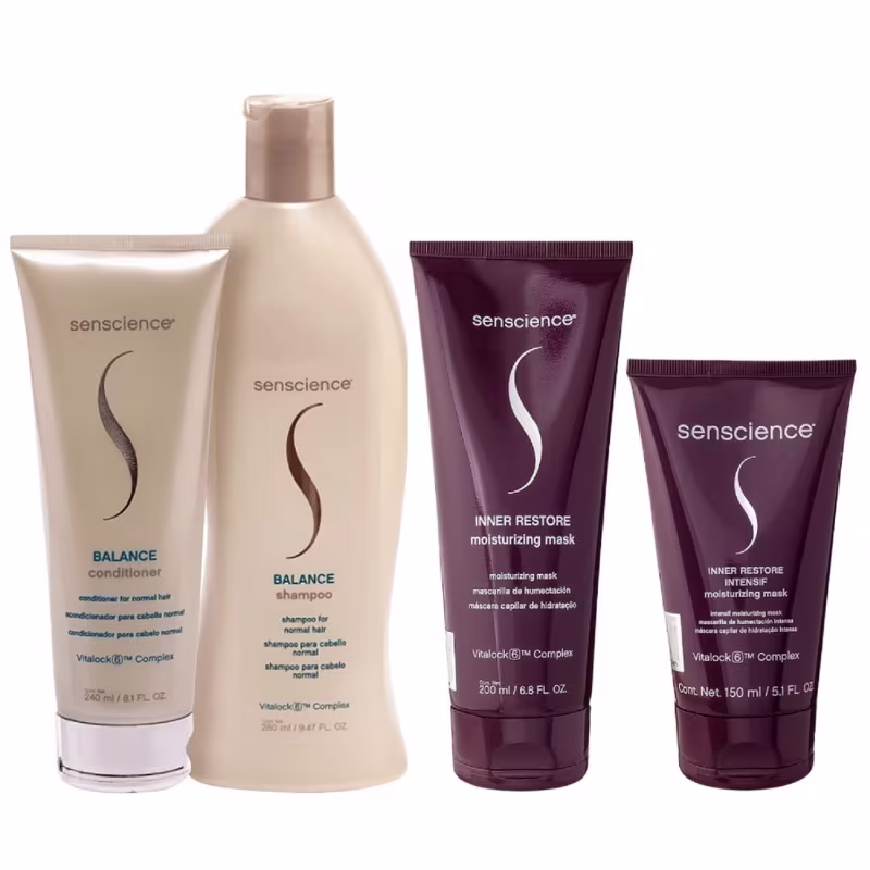 Kit Senscience Balance Shampoo 280ml e Condicionador 240ml + Inner Intensif 150ml e Inner Moisturizing 200ml