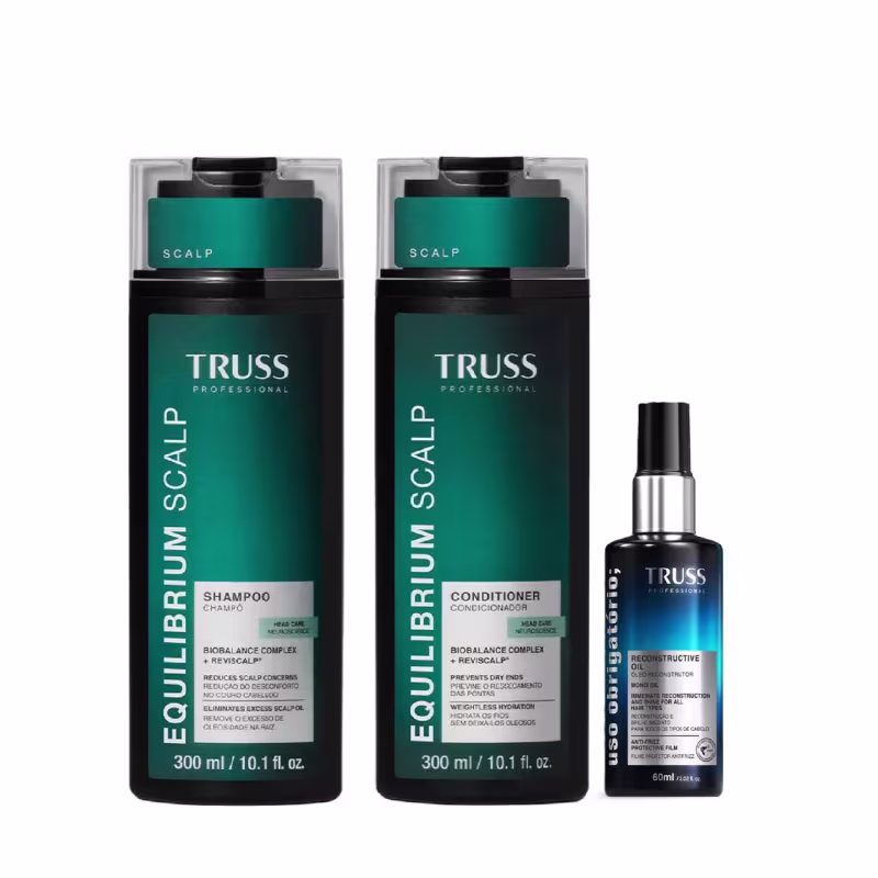 Kit Truss Equilibrium Scalp - Shampoo 300ml + Condicionador 300ml + Uso Obrigatório Óleo 60ml